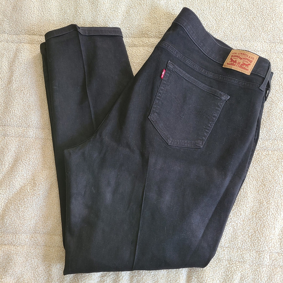 Levi's Denim - Levis Jeans Womens 24W Plus Black Denim 414 Classic Straight High Rise Stretch